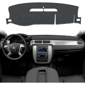 Dashboard Dash Cover Carpet for Chevy Silverado 2007-2013 and GMC Sierra 07-13 with Two Glove Boxes Car Dash Cover Mat Black