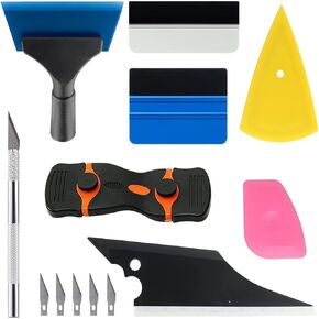 Car Window Tint Application Tools Kit, 8 Pcs Vehicle Glass Protective Film Installing Tool Car Window Film Squeegee Automotive Film Scrapers Window Tint Tools (8)