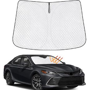 KMF Car Windshield Sun Shade Custom Fit Toyota Camry 2018-2023, [2024 Upgrade] Thicken Front Window Reflector Sunshade with Storage Bags, Foldable Sun Visor Interior Protection Blocks Heat and Sun