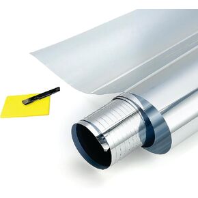 OTOLIMAN One Way Uncut Roll Window Tint Film Mirror Privacy UV Reflective Car Home Office Glass Scratch Resistant Film,for Privacy and Heat Reduction (Silver, 20" Inches x 20'Feet)