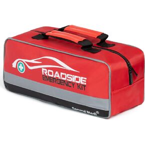 General Medi 127-Pieces Roadside Car Emergency Kit Include Mini First Aid Kit, Jumper Cables,Tow Rope, Bandage, Safety Vest, Emergency Triangle, All in One Pack