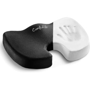 ComfiLife Premium Comfort Seat Cushion - Non-Slip Orthopedic 100% Memory Foam Coccyx Cushion for Tailbone Pain - Cushion for Office Chair Car Seat - Back Pain & Sciatica Relief (Black)