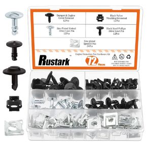 91Pcs Engine Under Cover Splash Shield Bolt Nut Clip Kit Bumper Fender Liner Push Retainer, Engine Protection Pan Hardware Pin Clip Nut Kit, Car Clips Fastener Removal Tool for Universal Car