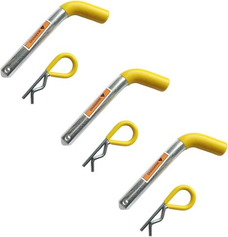 MaxxHaul 50565 3 Pack Trailer Hitch Pin & Clip with Rubber-Coated Vinyl Yellow Grip, 5/8" Diameter, Fits 2" Receiver in Saudi Arabia