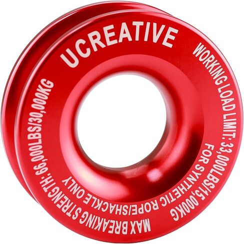 Ucreative Winch Snatch Recovery Ring 66,000 رطل للتكبل الناعم والحبل الاصطناعي لشاحنة ATV UTV SUV لاستعادة المركبات على الطرق الوعرة (أحمر) in Saudi Arabia