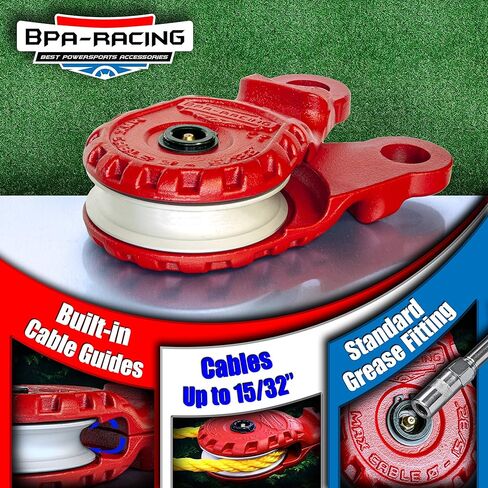 BPA-RACING كتلة خطف 10 طن | كتلة البكرة بمقبض سهل الإمساك | تعمل مع 3/4 حلقات على شكل حرف D وحبل صناعي يصل إلى 15/32 بوصة | ملحقات الرافعة شديدة التحمل | مجموعة الطوارئ للتعافي من الطرق الوعرة in Kuwait