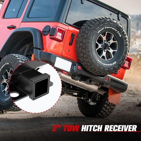 جهاز استقبال وصلة الجر باللون الأحمر الناري متوافق مع جيب رانجلر JL 2018-2023 / JLU 2 باب و4 أبواب، وصلة استقبال مقطورة JL الخلفية مقاس 2 بوصة in Kuwait