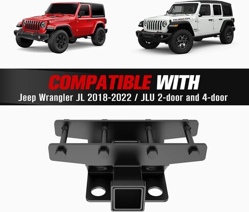 جهاز استقبال وصلة الجر باللون الأحمر الناري متوافق مع جيب رانجلر JL 2018-2023 / JLU 2 باب و4 أبواب، وصلة استقبال مقطورة JL الخلفية مقاس 2 بوصة in Kuwait