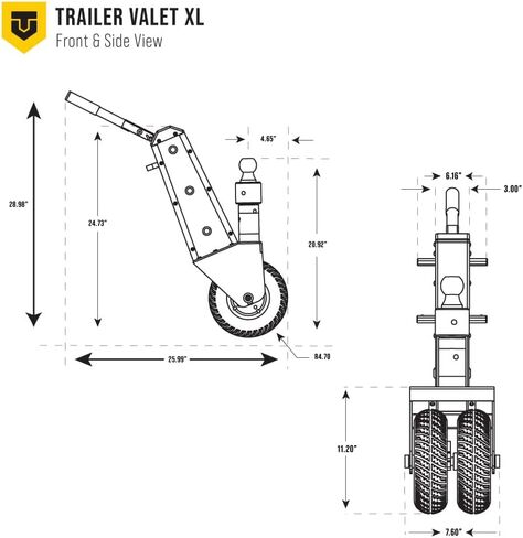 إطارات مطاطية Trailer Valet XL25 Trailer Dolly "Never Flat" - سعة سطح مستو 10,000 رطل، مزودة بمحرك مع ملحق مثقاب متضمن، فرامل تلقائية، فولاذ مقاوم للصدأ، عربات سكن متنقلة ومقطورات أسهل in Saudi Arabia