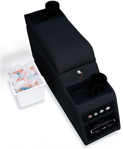 منتجات RAMPAGE وحدة تحكم مركزية فاخرة بقفل مع حاملات أكواب قابلة للتعديل | الدنيم الأسود | 31615 | يناسب 1976 - 1995 جيب CJ ورانجلر YJ in Kuwait