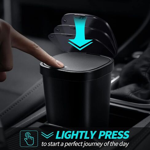 سلة المهملات البلاستيكية السوداء CZWL&HG مع زر ضغط مفتوح، تصميم جسم الكوب 3.4x3.4x6.4 بوصة، تأتي مع 140 كيس قمامة عالي الجودة in Kuwait