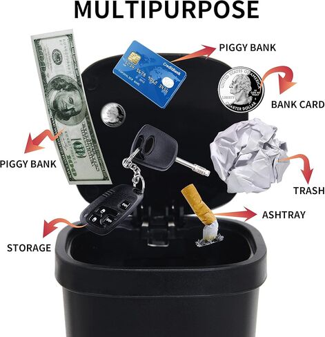 سلة المهملات البلاستيكية السوداء CZWL&HG مع زر ضغط مفتوح، تصميم جسم الكوب 3.4x3.4x6.4 بوصة، تأتي مع 140 كيس قمامة عالي الجودة in Kuwait