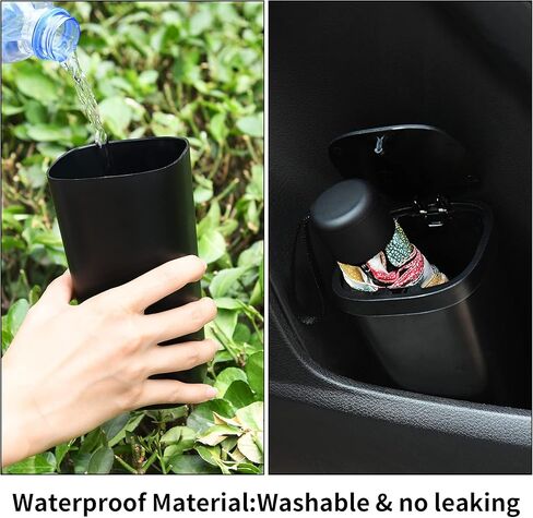 سلة المهملات البلاستيكية السوداء CZWL&HG مع زر ضغط مفتوح، تصميم جسم الكوب 3.4x3.4x6.4 بوصة، تأتي مع 140 كيس قمامة عالي الجودة in Kuwait