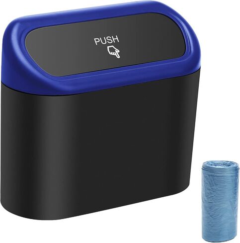 AHIER Small Car Trash Can with lid, Car Garbage Can Portable Hanging Mini Car Trash Can Car Holder with 30pcs Garbage Bags for Car, Office, Home in Saudi Arabia