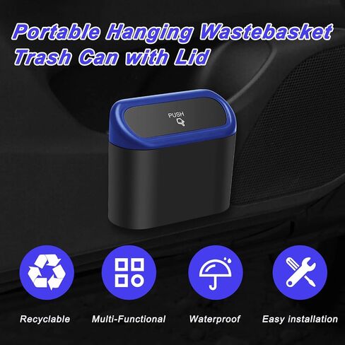 AHIER Small Car Trash Can with lid, Car Garbage Can Portable Hanging Mini Car Trash Can Car Holder with 30pcs Garbage Bags for Car, Office, Home in Saudi Arabia