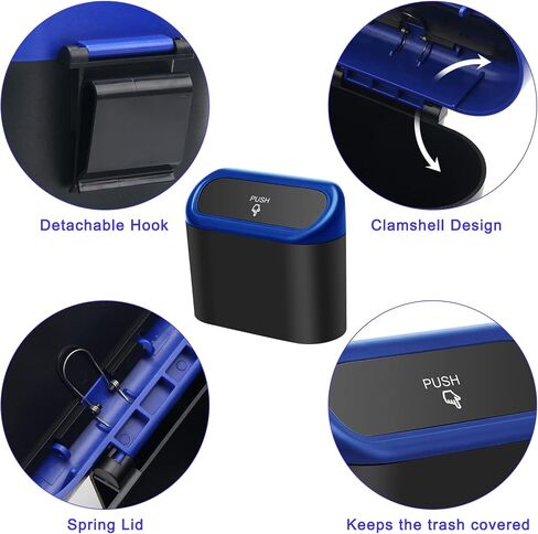 AHIER Small Car Trash Can with lid, Car Garbage Can Portable Hanging Mini Car Trash Can Car Holder with 30pcs Garbage Bags for Car, Office, Home in Saudi Arabia