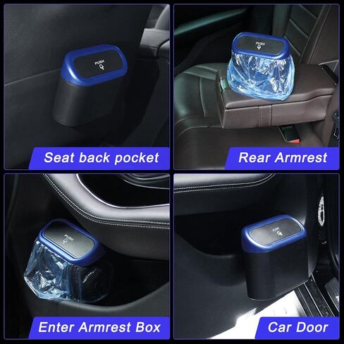 AHIER Small Car Trash Can with lid, Car Garbage Can Portable Hanging Mini Car Trash Can Car Holder with 30pcs Garbage Bags for Car, Office, Home in Saudi Arabia