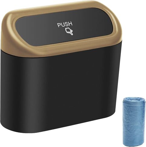 AHIER Small Car Trash Can with lid, Car Garbage Can Portable Hanging Mini Car Trash Can Car Holder with 30pcs Garbage Bags for Car, Office, Home in Saudi Arabia