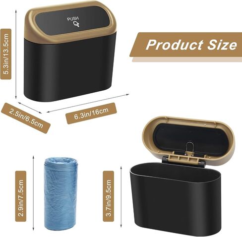 AHIER Small Car Trash Can with lid, Car Garbage Can Portable Hanging Mini Car Trash Can Car Holder with 30pcs Garbage Bags for Car, Office, Home in Saudi Arabia