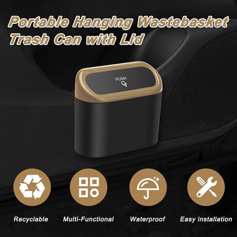 AHIER Small Car Trash Can with lid, Car Garbage Can Portable Hanging Mini Car Trash Can Car Holder with 30pcs Garbage Bags for Car, Office, Home in Saudi Arabia