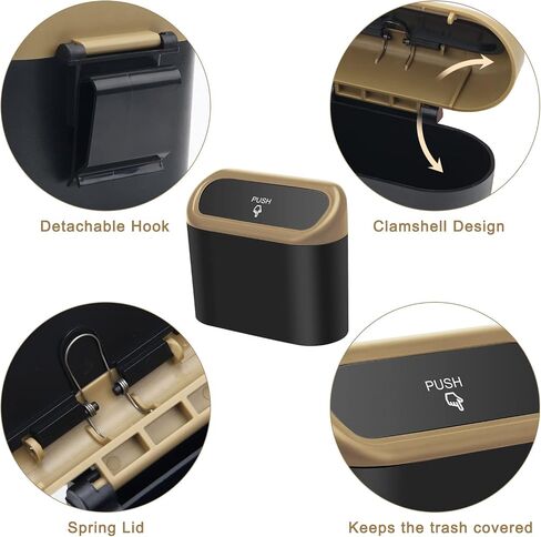 AHIER Small Car Trash Can with lid, Car Garbage Can Portable Hanging Mini Car Trash Can Car Holder with 30pcs Garbage Bags for Car, Office, Home in Saudi Arabia