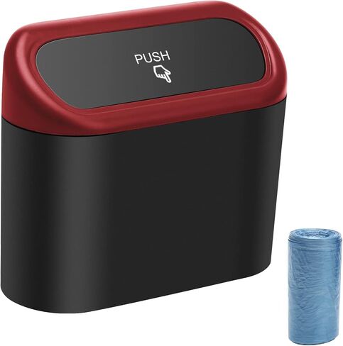 AHIER Small Car Trash Can with lid, Car Garbage Can Portable Hanging Mini Car Trash Can Car Holder with 30pcs Garbage Bags for Car, Office, Home in Saudi Arabia