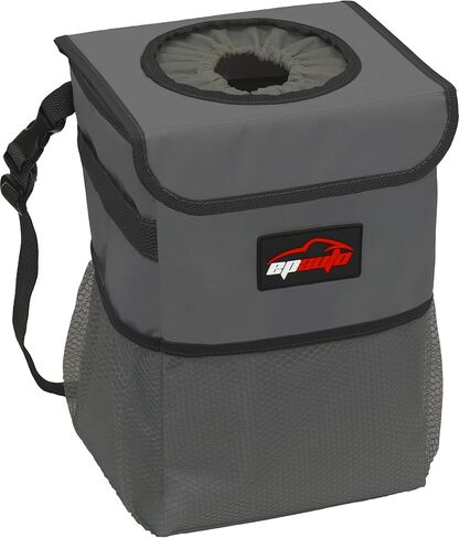 EPAuto Waterproof Car Trash Can with Lid and Storage Pockets, Black in Kuwait