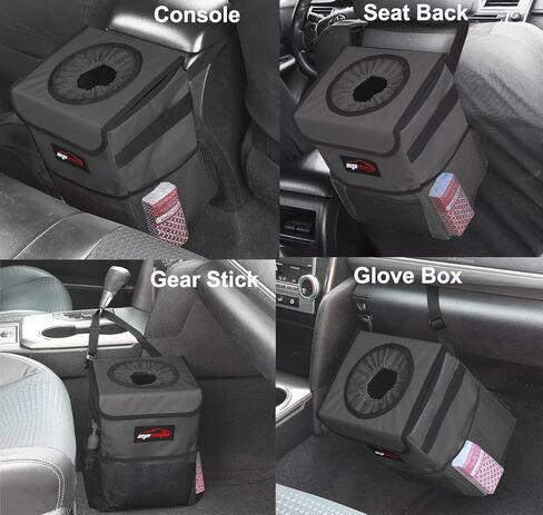 EPAuto Waterproof Car Trash Can with Lid and Storage Pockets, Black in Kuwait