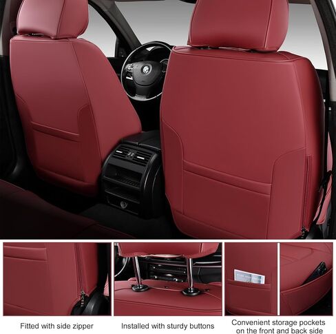 Front Seat Covers, Universal Seat Covers for Cars 2 Pieces, Waterproof Leather Auto Seat Protectors Car Interior Accessories, Car Seat Cushions Fit for Most Sedans SUV Pick-up Truck, Beige in Kuwait