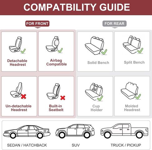Front Seat Covers, Universal Seat Covers for Cars 2 Pieces, Waterproof Leather Auto Seat Protectors Car Interior Accessories, Car Seat Cushions Fit for Most Sedans SUV Pick-up Truck, Beige in Kuwait