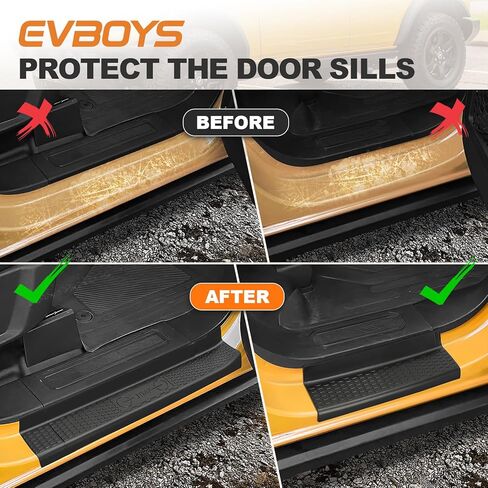 واقي عتبة الباب لبرونكو 4 أبواب 2021+، مجموعة حماية عتبة الباب المطاطية المرنة، 2023 عتبة باب برونكو 4 أبواب، حماية عتبة حافة الباب ضد الانزلاق والخدش، 4 قطع in Kuwait