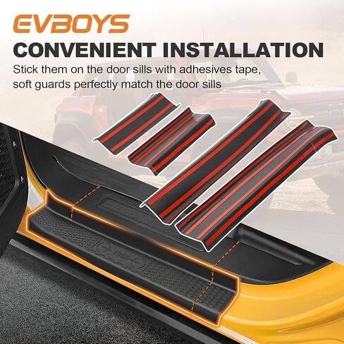 واقي عتبة الباب لبرونكو 4 أبواب 2021+، مجموعة حماية عتبة الباب المطاطية المرنة، 2023 عتبة باب برونكو 4 أبواب، حماية عتبة حافة الباب ضد الانزلاق والخدش، 4 قطع in Kuwait