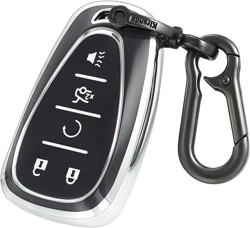 key fob cover case keychain Compatible with Chevrolet, Soft TPU key Shell/skin 5-Buttons,fit Malibu Camaro Blazer Cruze Sonic Volt Equinox Spark Remote Key Vehicle Accessories,white in Saudi Arabia