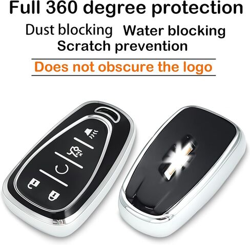 key fob cover case keychain Compatible with Chevrolet, Soft TPU key Shell/skin 5-Buttons,fit Malibu Camaro Blazer Cruze Sonic Volt Equinox Spark Remote Key Vehicle Accessories,white in Saudi Arabia