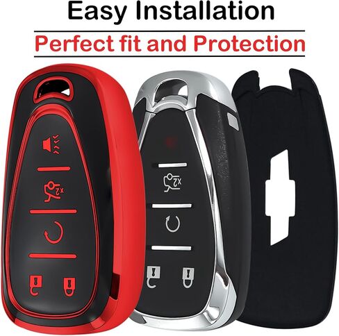 key fob cover case keychain Compatible with Chevrolet, Soft TPU key Shell/skin 5-Buttons,fit Malibu Camaro Blazer Cruze Sonic Volt Equinox Spark Remote Key Vehicle Accessories,white in Saudi Arabia