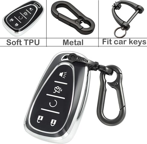 key fob cover case keychain Compatible with Chevrolet, Soft TPU key Shell/skin 5-Buttons,fit Malibu Camaro Blazer Cruze Sonic Volt Equinox Spark Remote Key Vehicle Accessories,white in Saudi Arabia