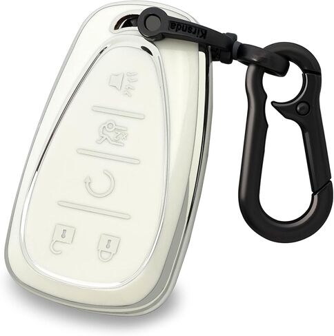 key fob cover case keychain Compatible with Chevrolet, Soft TPU key Shell/skin 5-Buttons,fit Malibu Camaro Blazer Cruze Sonic Volt Equinox Spark Remote Key Vehicle Accessories,white in Saudi Arabia