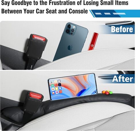 VAWIT Leather Car Seat Gap Filler Universal Fit Organizer for Most Cars Trucks SUVs Stop Things from Dropping, Pack of 2 in Saudi Arabia
