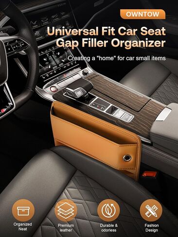 حشو فجوات السيارة من Owntow Universal Fit، منظم حشو فجوات مقعد السيارة من الجلد الفاخر، منظم السيارة وإكسسوارات السيارة للنساء والرجال، أساسيات السيارة لشاحنة سيارات الدفع الرباعي (أسود، عبوة واحدة) in Kuwait