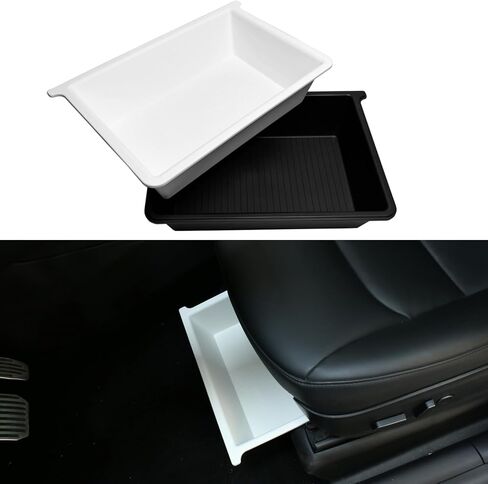 Car Front Under Seat Storage Box for Tesla Model Y Model X 2020-2024 Accessories Underseat Storage Tray Double-Layer Designed Hidden Organizers 1Pack in Saudi Arabia