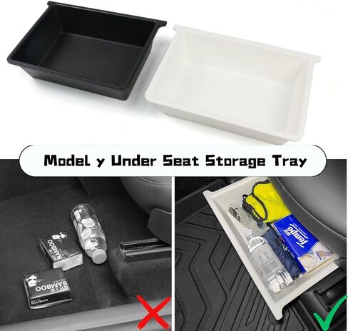 Car Front Under Seat Storage Box for Tesla Model Y Model X 2020-2024 Accessories Underseat Storage Tray Double-Layer Designed Hidden Organizers 1Pack in Saudi Arabia