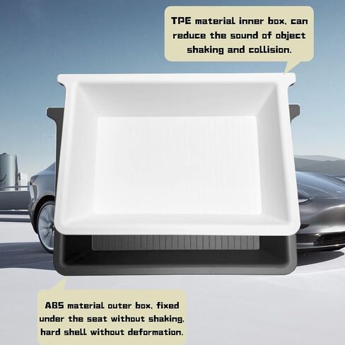 Car Front Under Seat Storage Box for Tesla Model Y Model X 2020-2024 Accessories Underseat Storage Tray Double-Layer Designed Hidden Organizers 1Pack in Saudi Arabia