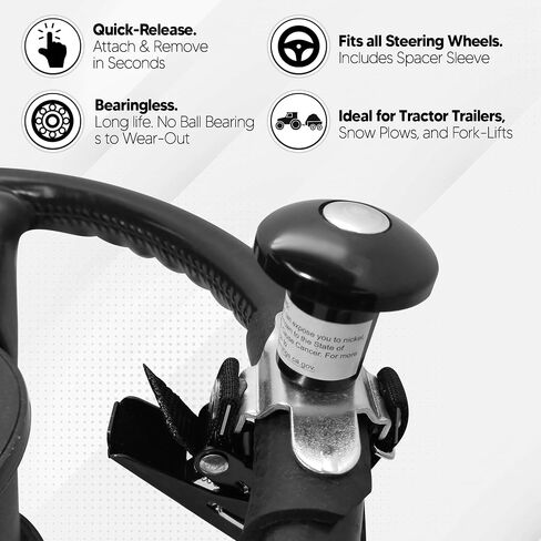 Steering Wheel Knob Spinner - Quick-Release and Bearingless for a Long Life - Ideal for Truck Drivers - Universal Easy Install - Stealth Model in Saudi Arabia