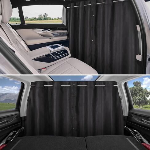 XCBYT مقسم خصوصية السيارة - ستائر قابلة للسحب من الفولاذ المقاوم للصدأ للتعليق على شكل قضيب سيارة للتخييم قابلة للسحب بنسبة 90% كتلة خفيفة للسفر والتخييم والرضاعة الطبيعية تناسب معظم صناديق سيارات الدفع الرباعي in Kuwait