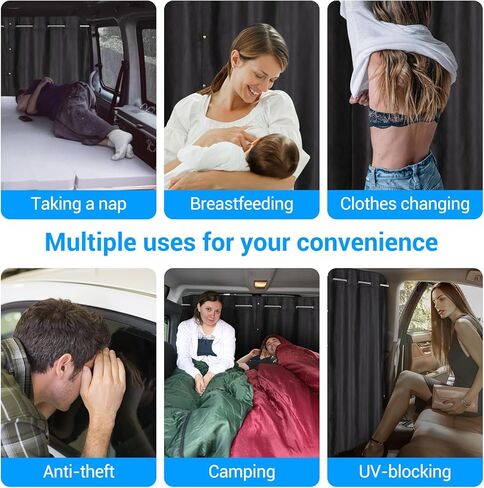 XCBYT مقسم خصوصية السيارة - ستائر قابلة للسحب من الفولاذ المقاوم للصدأ للتعليق على شكل قضيب سيارة للتخييم قابلة للسحب بنسبة 90% كتلة خفيفة للسفر والتخييم والرضاعة الطبيعية تناسب معظم صناديق سيارات الدفع الرباعي in Kuwait