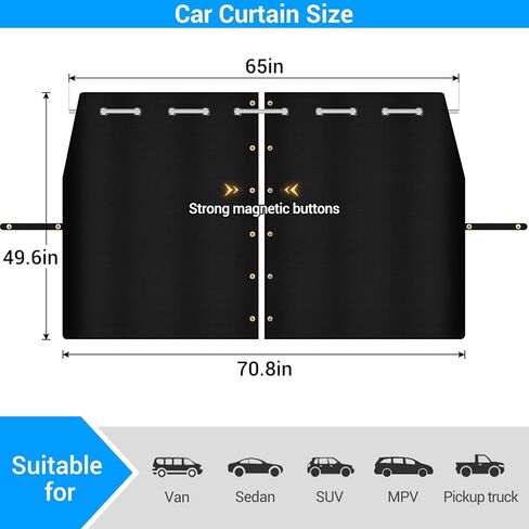 XCBYT مقسم خصوصية السيارة - ستائر قابلة للسحب من الفولاذ المقاوم للصدأ للتعليق على شكل قضيب سيارة للتخييم قابلة للسحب بنسبة 90% كتلة خفيفة للسفر والتخييم والرضاعة الطبيعية تناسب معظم صناديق سيارات الدفع الرباعي in Kuwait