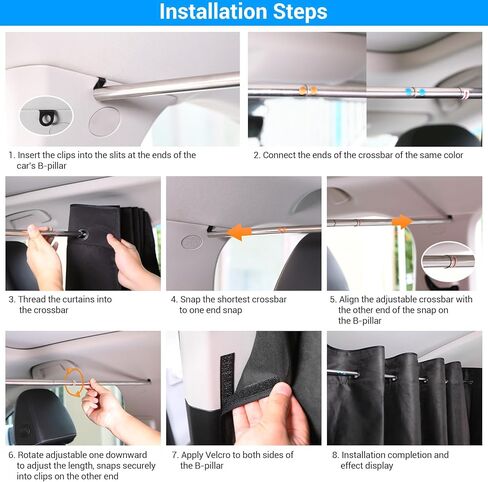 XCBYT مقسم خصوصية السيارة - ستائر قابلة للسحب من الفولاذ المقاوم للصدأ للتعليق على شكل قضيب سيارة للتخييم قابلة للسحب بنسبة 90% كتلة خفيفة للسفر والتخييم والرضاعة الطبيعية تناسب معظم صناديق سيارات الدفع الرباعي in Kuwait