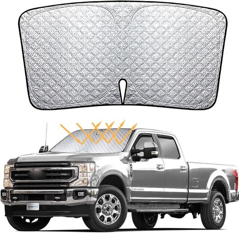 مظلة شمسية للزجاج الأمامي للسيارة متوافقة مع Ford Super Duty 2017-2023 مظلة للزجاج الأمامي سميكة مكونة من 6 طبقات قابلة للطي مع حقيبة تخزين ظلال شمسية للحماية من حرارة الشمس والأشعة فوق البنفسجية in Saudi Arabia