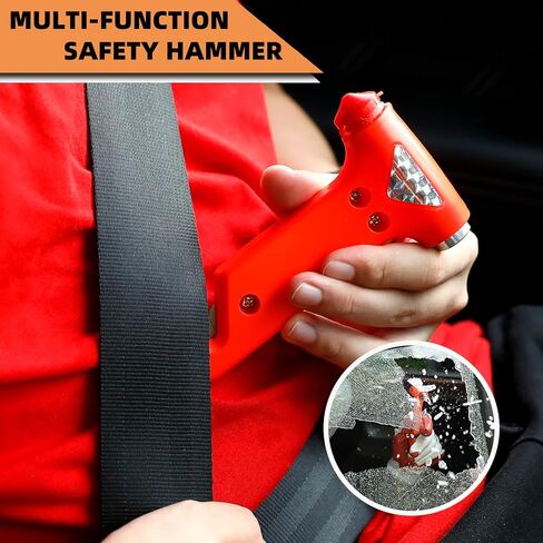 CYECTTR Car Roadside Emergency Kit,Auto Vehicle Truck Safety Emergency Road Side Assistance Kits with Jumper Cables,Safety Hammer,Reflective Warning Triangle,Tire Pressure Gauge,Tow Rope,etc in Kuwait