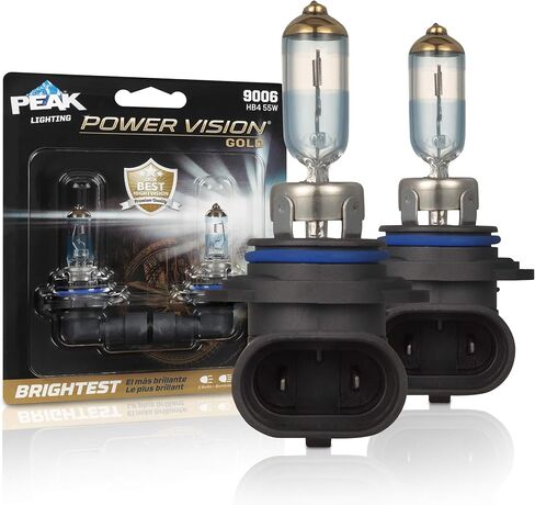 مصابيح أمامية PEAK Power Vision Gold للسيارات عالية الأداء 9006/HB4 بقدرة 55 وات (عبوة من قطعتين) in Saudi Arabia